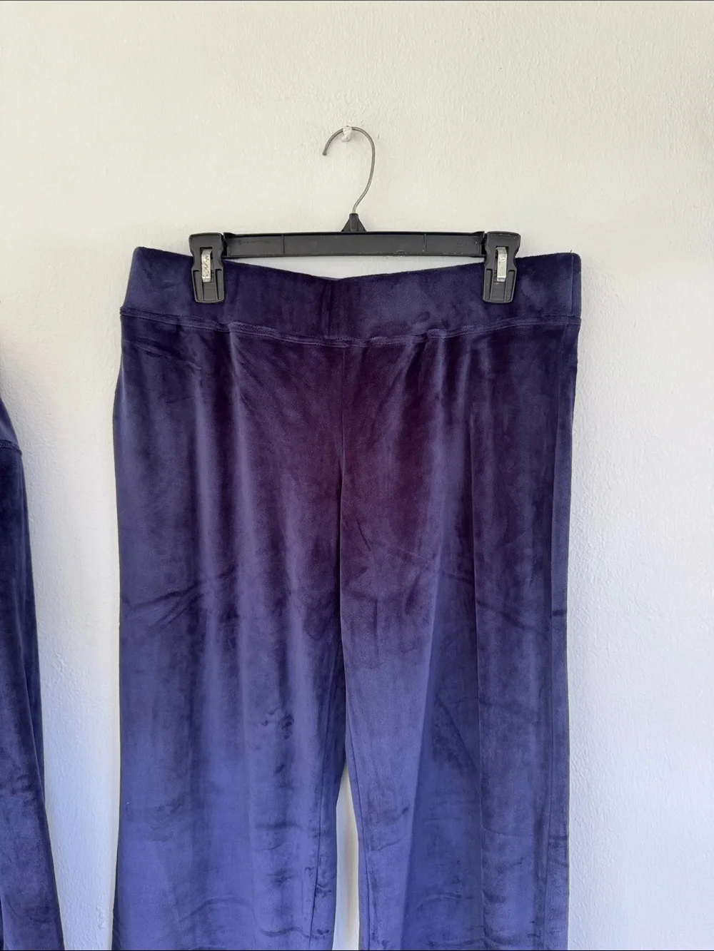 Pajamagram navy blue velour matching wide leg pants hoodie lounge set medium